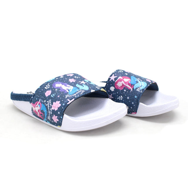 Image for Kid's Girl Graphic Print Beach Pool Slides,Petrol