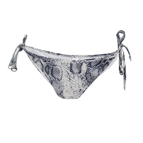 Image for Women's Snake Print Tie Side Bikini Bottom,Navy/White