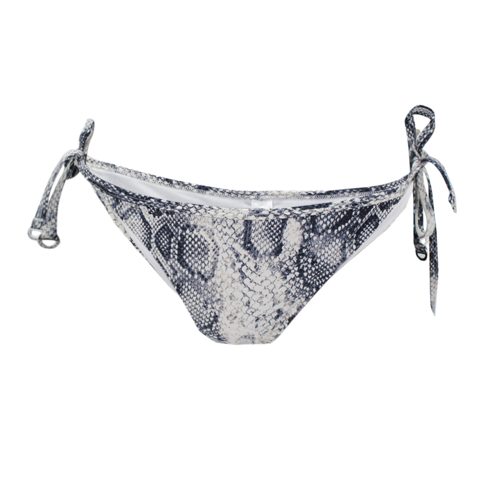 Image for Women's Snake Print Tie Side Bikini Bottom,Navy/White