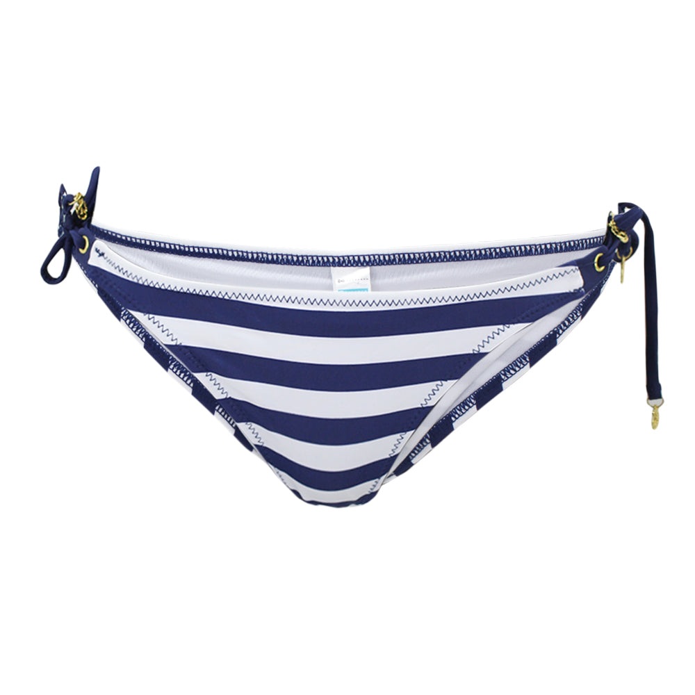 Image for Women's Striped Tie Side Bikini Bottom,Navy/White