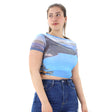 Image for Women's Printed Mesh Crop Top,Blue