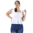 Image for Women's Smocked Ruffled Top,White