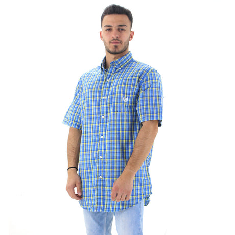 Image for Men's Checked Chemise,Blue/Yellow