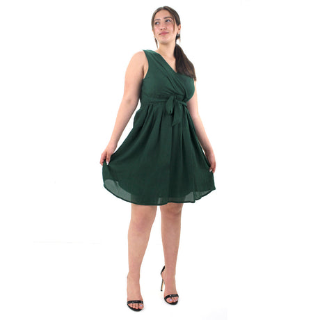 Image for Women's Zip Back Chiffon Ruffled Dress,Green