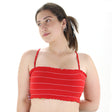 Image for Women's Striped Off Shoulder Crop Top,Red