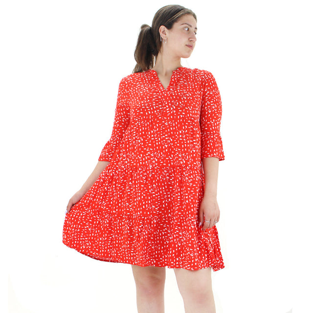 Image for Women's Printed Flare Dress,Red