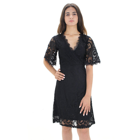 Image for Women's Butterfly Sleeve Lace Dress,Black