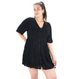 Image for Women's Buttons Front Mini Ruffle Dress,Black