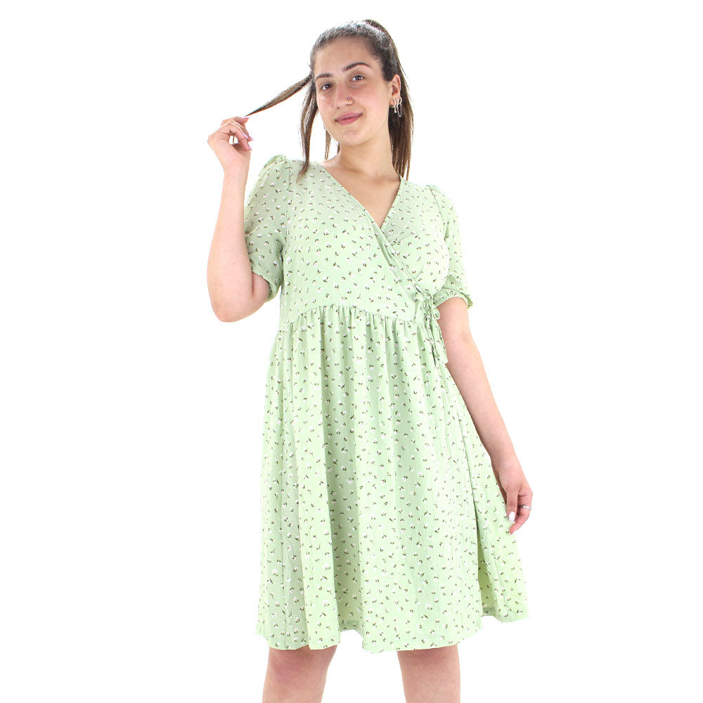 Image for Women's Floral Tie Side Oversized Dress,Light Green