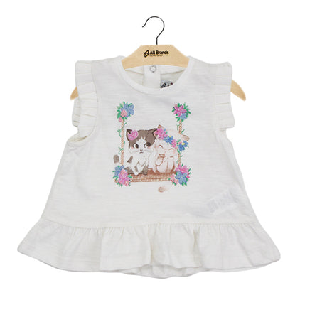 Image for Kid's Girl Cat Print Dress,White