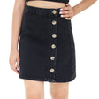 Image for Women's Solid Buttons Denim Skirt,Black