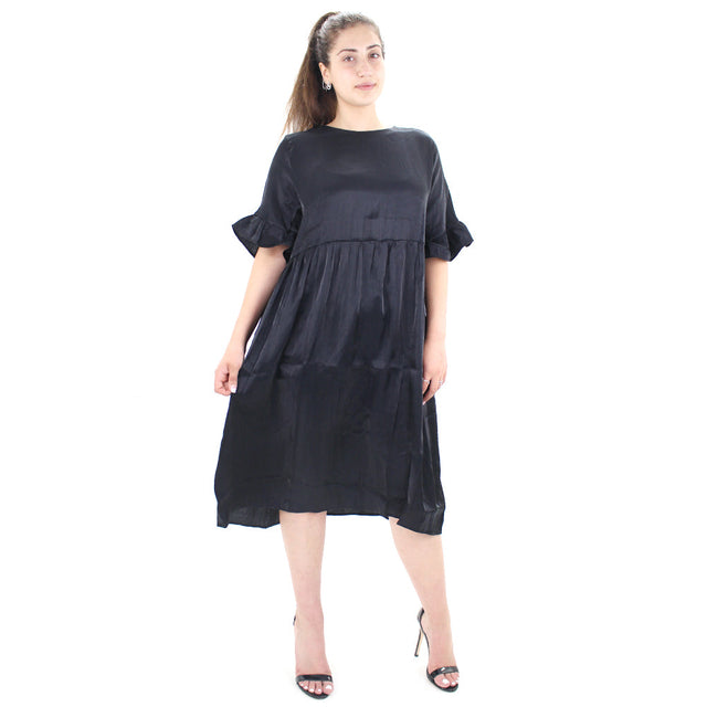 Image for Women's Solid Butterfly Sleeve Midi Dress,Black