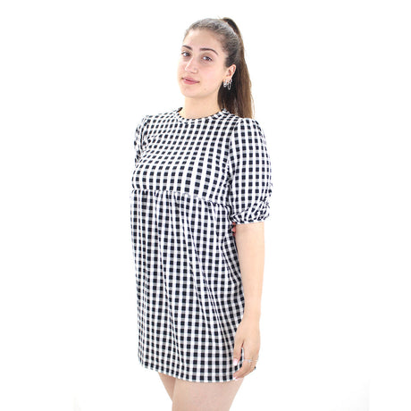 Image for Women's Plaid Short Dress,Black/White