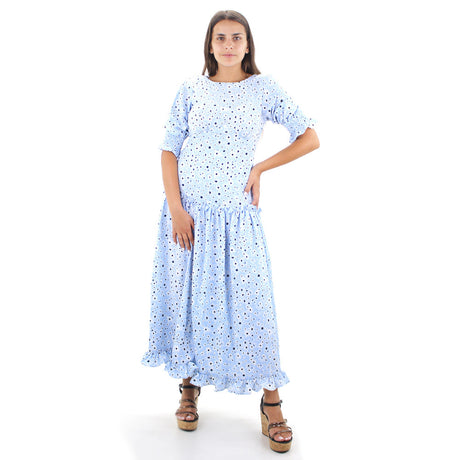 Image for Women's Floral Ruffle Long Dress,Blue