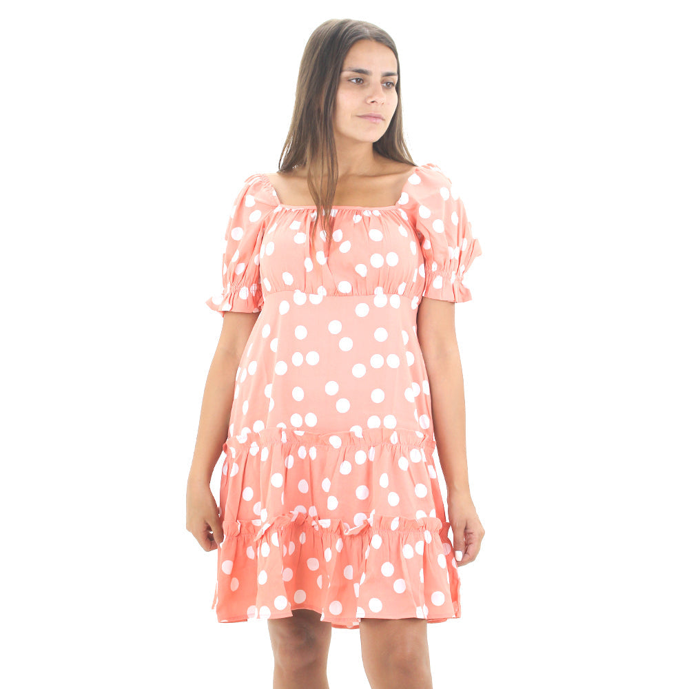 Image for Women's Ruffle Dots Dress,Coral