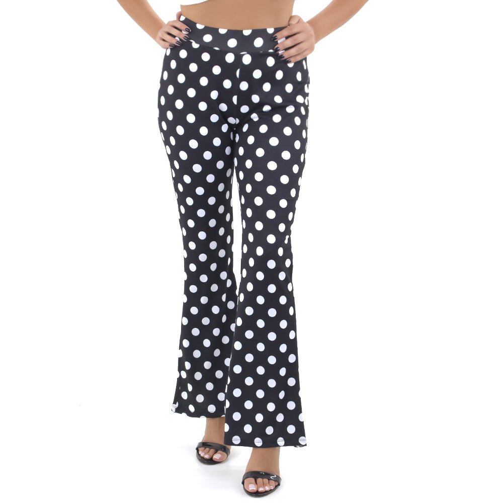 Image for Women's Polka-Dot Wide Leg Casual Pant,Black