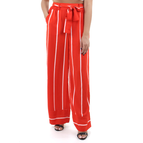 Image for Women's Striped Belted Pant,Red