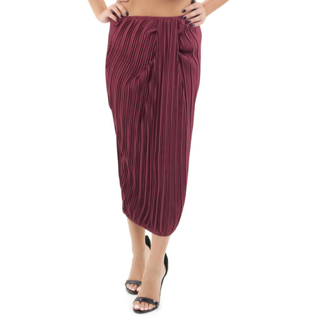 Image for Women's Pleated Long Skirt,Burgundy