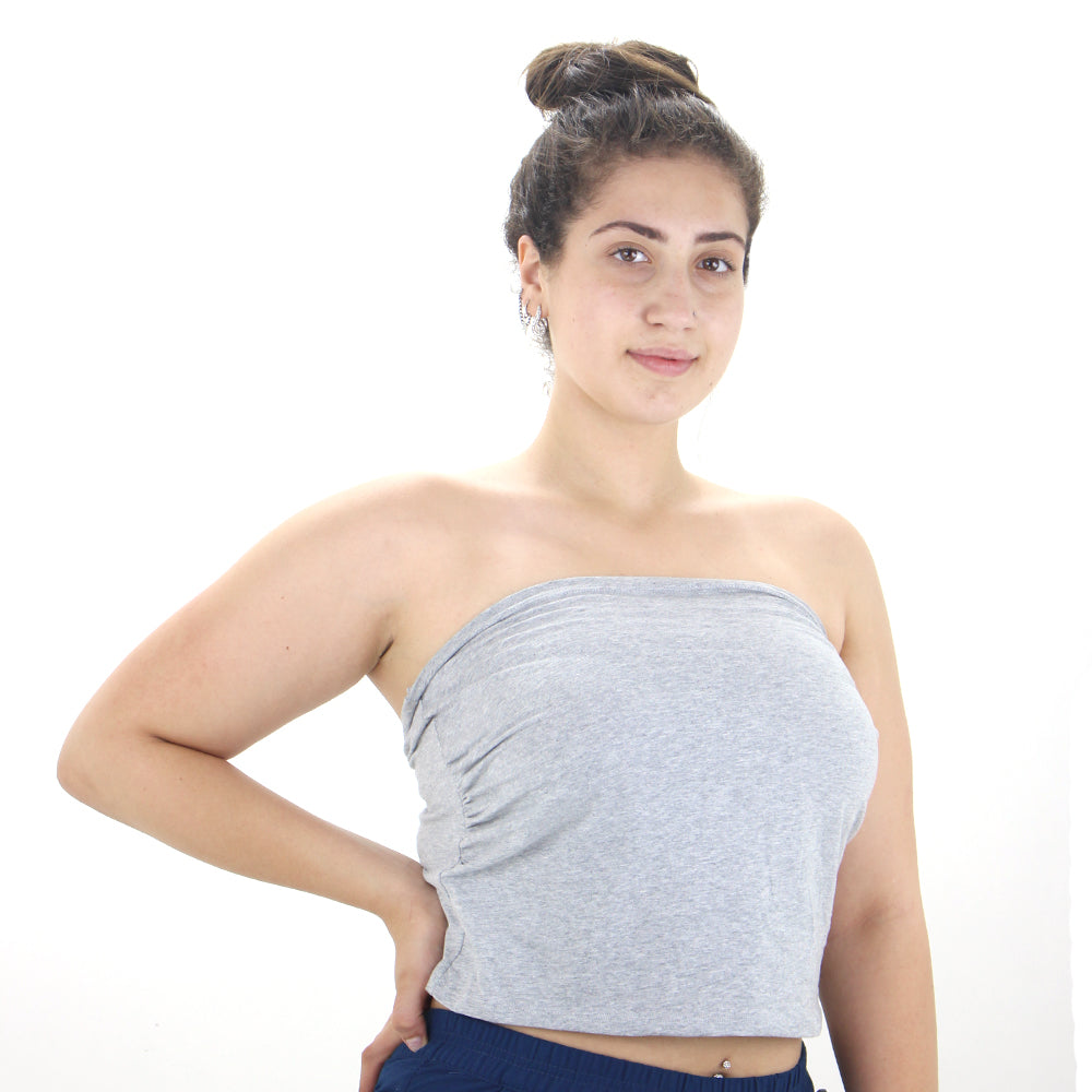 Image for Women's Off Shoulder Crop Top,Light Grey