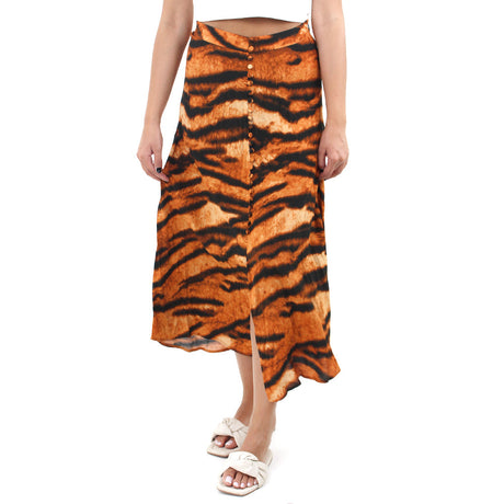 Image for Women's Tiger Print Midi Skirt,Multi