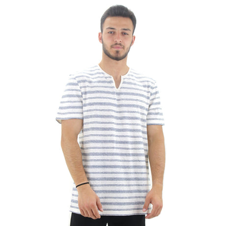 Image for Men's Striped Linen Top,White