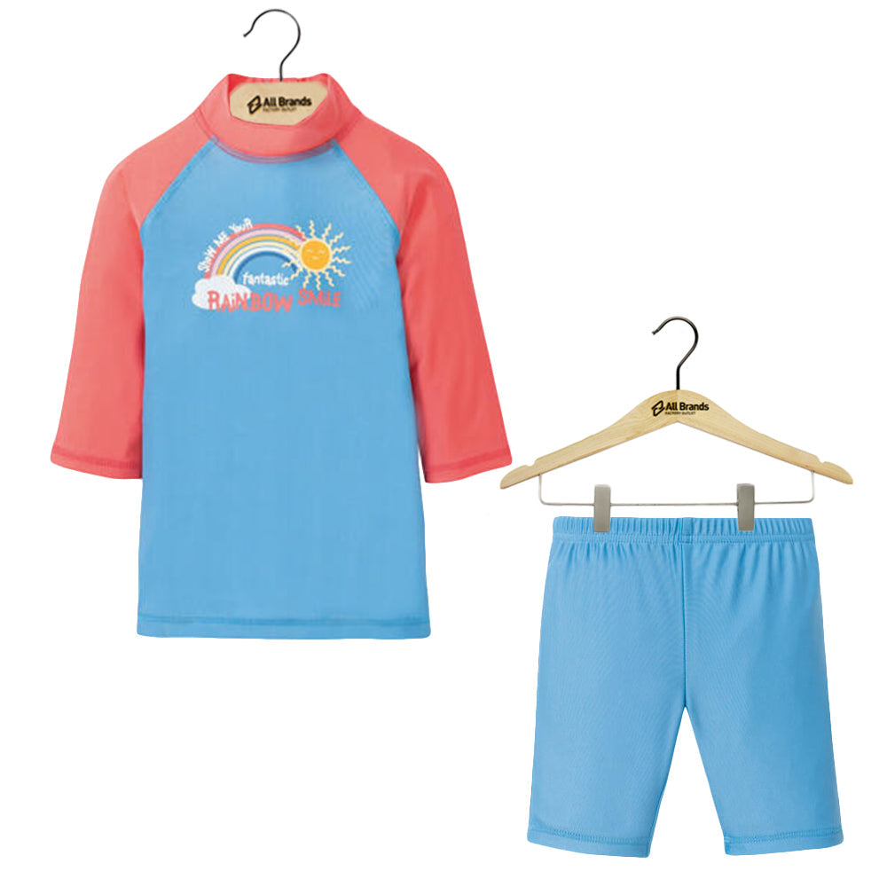 Image for Kids Girl 2 Pcs Short And Graphic Tankini Top,Blue/Coral