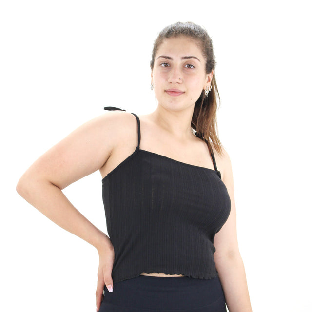 Image for Women's Ribbed Sleeveless Crop Top,Black