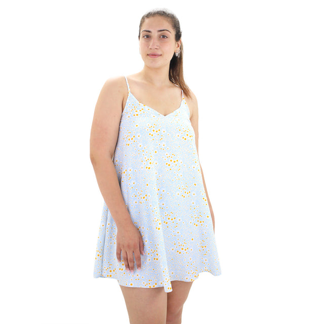 Image for Women's Floral Spaghetti Strap Mini Dress,Light Blue