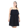 Image for Women's Spaghetti Strap Embroidered Dress,Black