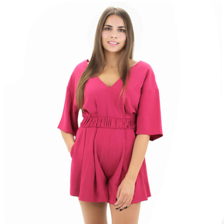 Image for Women's V-Neck Jumpsuit,Fuchsia