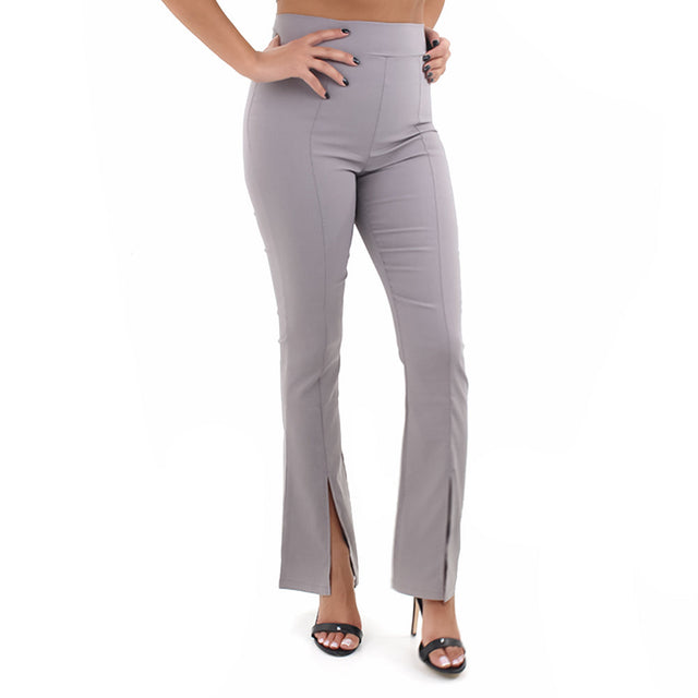 Image for Women's High Waist Pant With Leg Slit,Grey