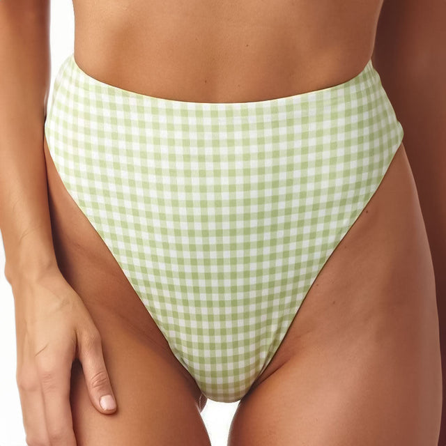 Image for Women's Plaid Bikini Bottom,White/Pistachio