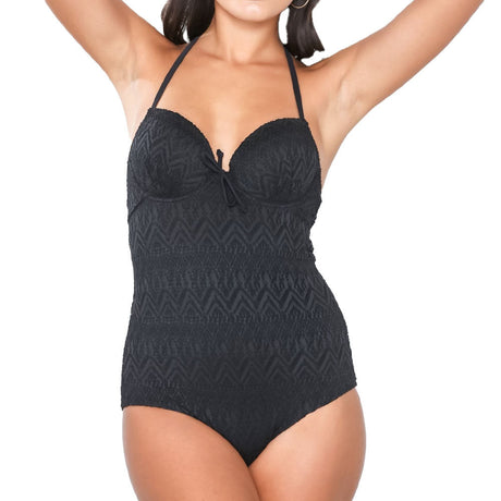 Image for Women's Embroidered Swimsuit,Black 