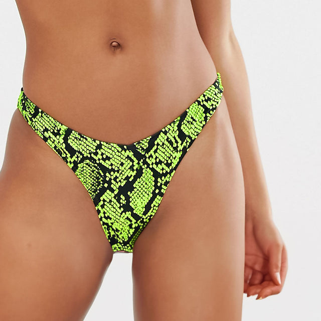 Image for Women's Snake Print Bikini Bottom,Neon Green