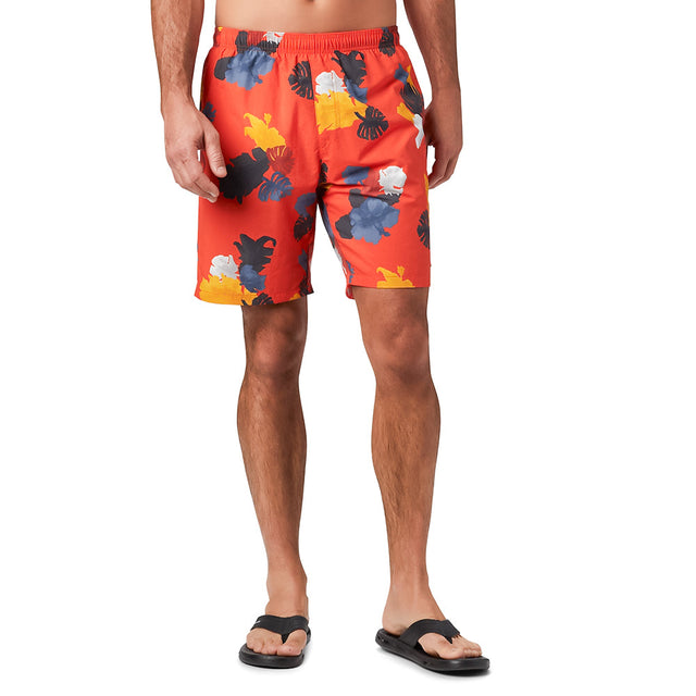 Image for Men's Tree Leafs Printed Swim Trunks,Orange