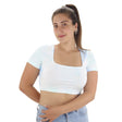 Image for Women's Square Neck Short Sleeve Cropped Top,Light Blue