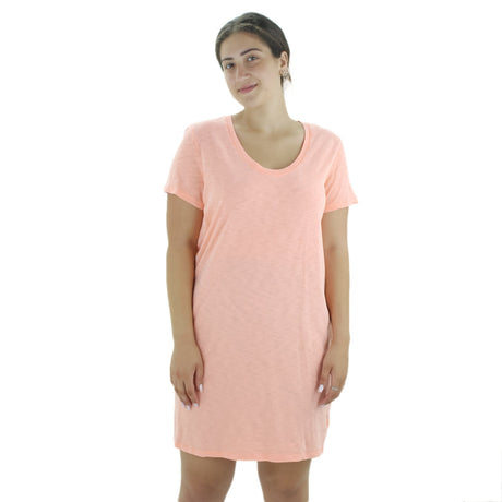 Image for Women's Short Sleeve Solid Short Dress,Coral