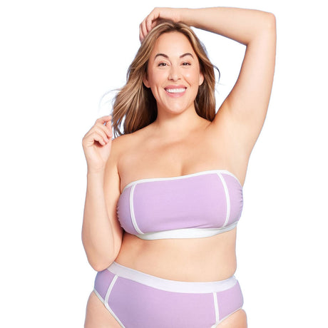 Image for Women's Textured Bandeau Bikini Top with Bindings,Purple