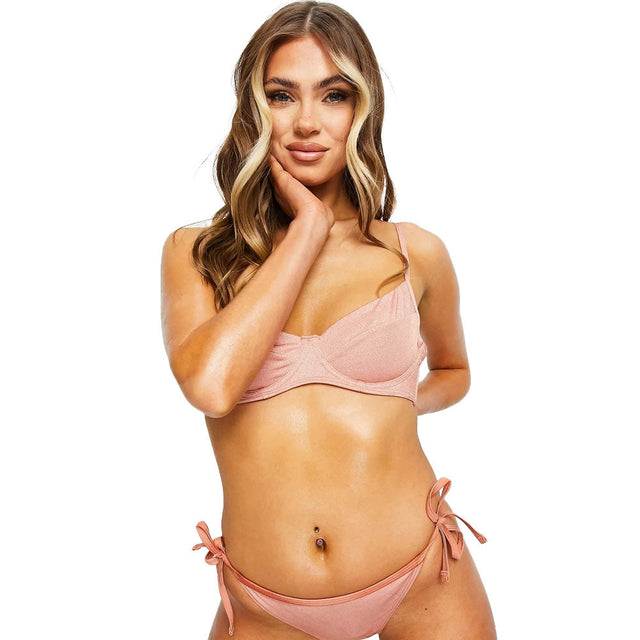 Image for Women's Glitter Soft Cup Bikini Top,Pink
