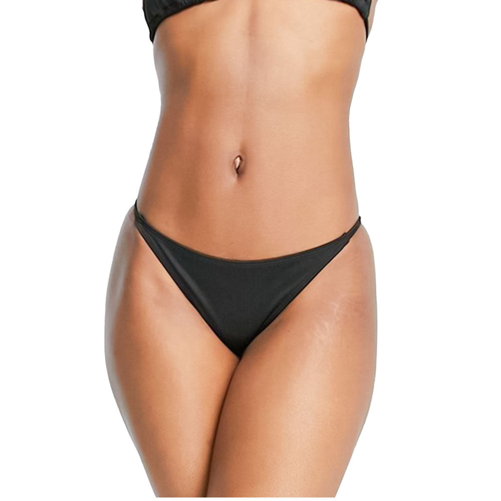 Image for Women's Thin Strap High Side Thong Bikini Bottom,Black