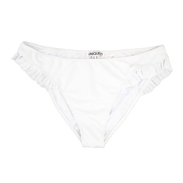 Image for Women's Solid Ruffle-Side Bikini Bottom,White