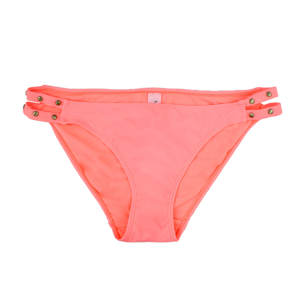 Image for Women's Solid Design-Side Bikini Bottom,Neon coral