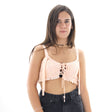 Image for Women's Lace Crop Top With Ties,Peach
