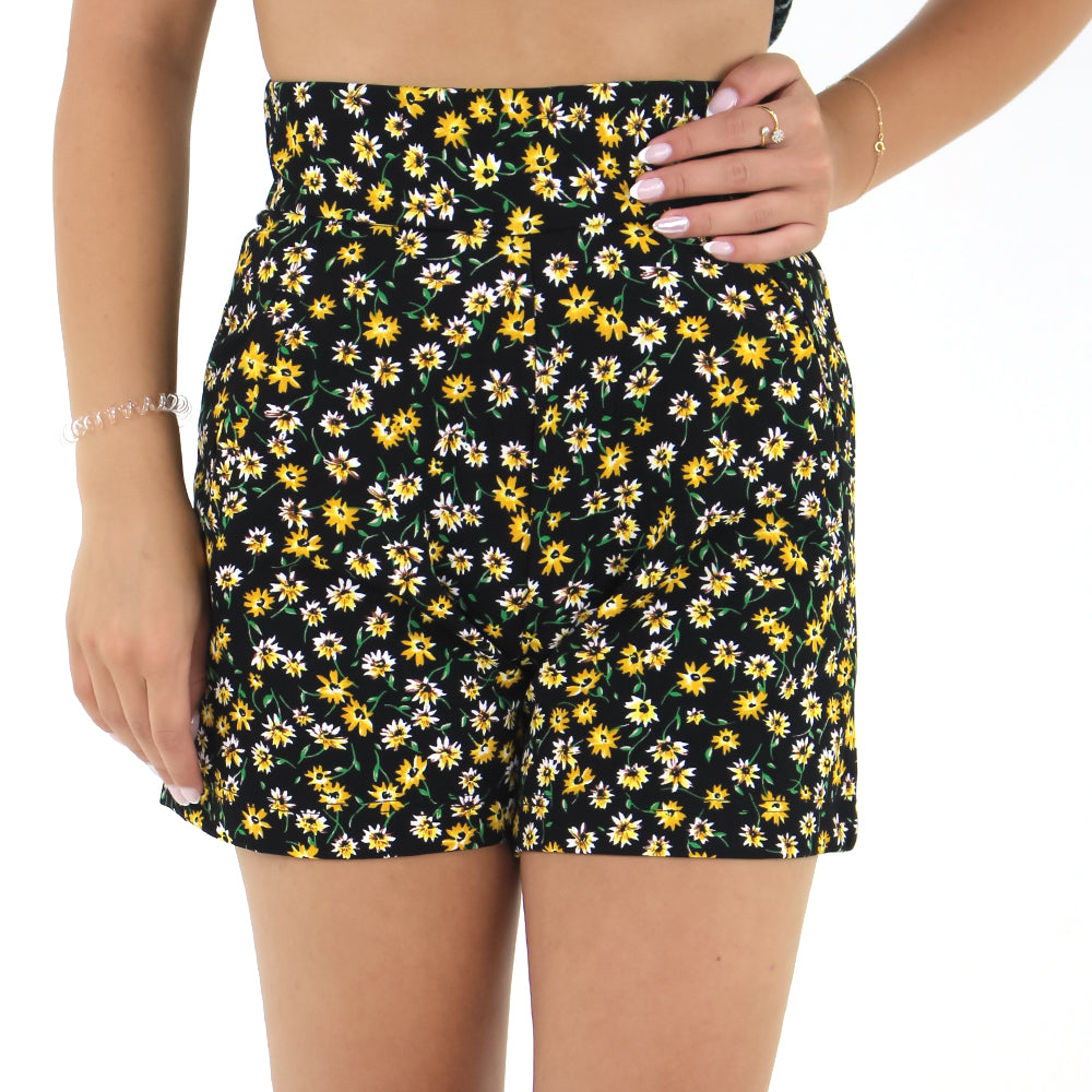 Image for Women's High Waisted Floral Short,Black