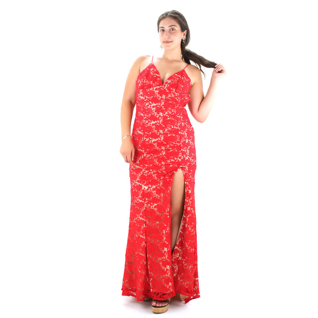 Image for Women's Lace Long Dress With Low Back,Red