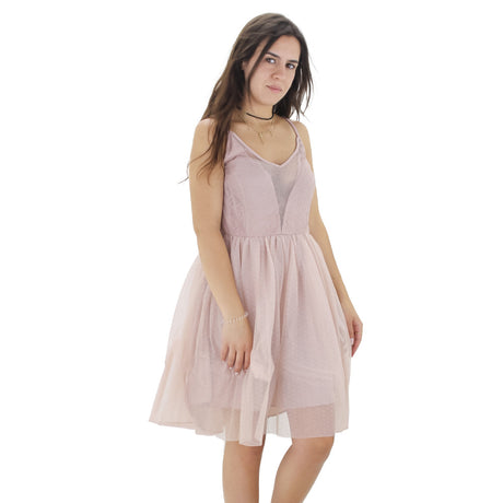 Image for Women's V-Neck Lace Short Dress,Beige