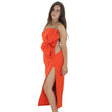 Image for Women's Bow Front Mesh Side Midi Dress,Orange