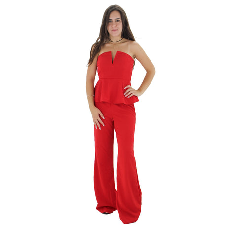 Image for Women's Strapless Jumpsuit,Red