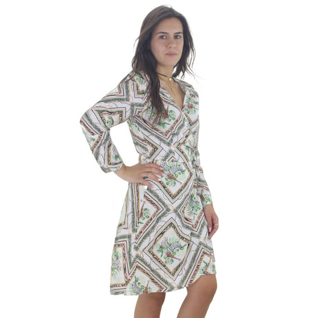 Image for Women's Printed Tie Side Long Sleeve Dress,Multi