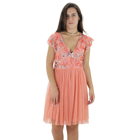 Image for Women's Mesh Short Dress,Coral